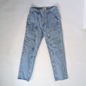 AGOLDE Jeans Cooper Womens 27 Blue A9120-1535 Cargo Wide Leg Denim Light Wash